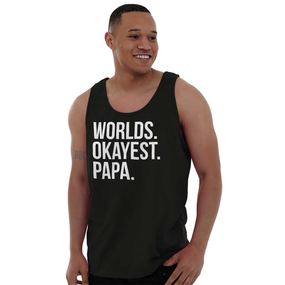 Worlds Okayest Grandpa Dad Father Day Tank Top Sleeveless Tee Men Brisco Brands S