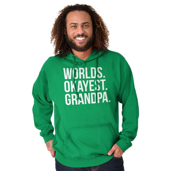 Worlds Okayest Grandpa Funny Hoodie Hooded Sweatshirt Men Brisco Brands L