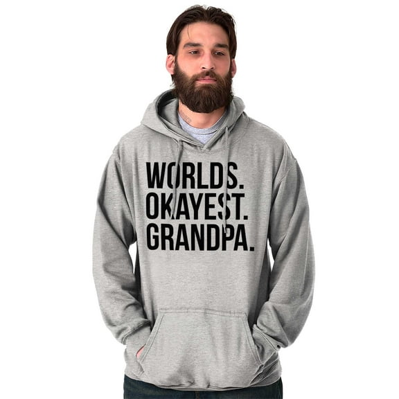 Worlds Okayest Grandpa Funny Hoodie Hooded Sweatshirt Men Brisco Brands L