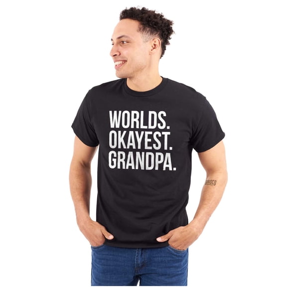 Worlds Okayest Grandpa Funny Men's Big & Tall Crewneck Graphic Tee Brisco Brands 2X