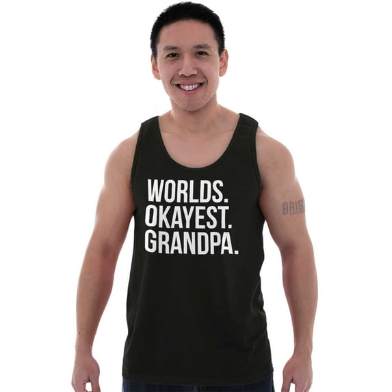 Worlds Okayest Grandpa Funny Tank Top Sleeveless Tee Men Brisco Brands S