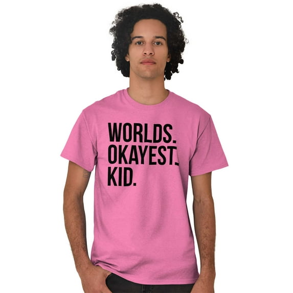 Worlds Okayest Kid Son Daughter Funny Men's Graphic T Shirt Tees Brisco Brands S