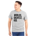 thumbnail image 1 of Worlds Okayest Kid Son Daughter Funny Plus Size Crewneck Graphic Tee Shirt Brisco Brands 3X, 1 of 4