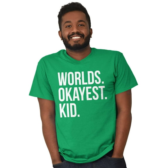 Worlds Okayest Kid Son Daughter Funny Plus Size Crewneck Graphic Tee Shirt Brisco Brands 3X