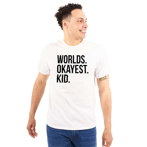 Worlds Okayest Kid Son Daughter Funny Plus Size Crewneck Graphic Tee Shirt Brisco Brands 4X