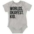 thumbnail image 1 of Worlds Okayest Kid Son Daughter Funny Romper Boys or Girls Infant Baby Brisco Brands 12M, 1 of 6