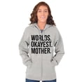 thumbnail image 1 of Worlds Okayest Mom Funny Mothers Day Womens Plus Size Graphic Zipper Hoodie Brisco Brands 3X, 1 of 5