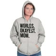 thumbnail image 1 of Worlds Okayest Mom Mothers Day Mama Womens Plus Size Graphic Zipper Hoodie Brisco Brands 2X, 1 of 5