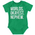 thumbnail image 1 of Worlds Okayest Nephew Aunt Uncle Joke Bodysuit Jumper Boys Infant Baby Brisco Brands NB, 1 of 1