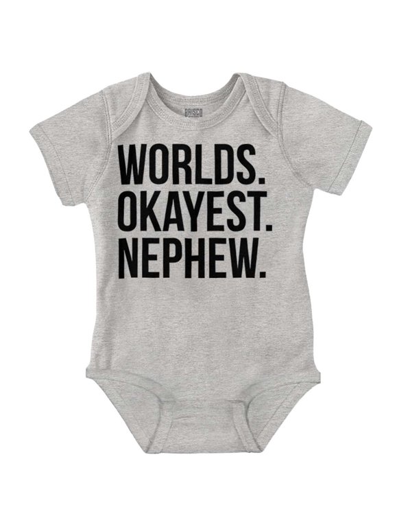 Worlds Okayest Nephew Aunt Uncle Joke Bodysuit Jumper Boys Infant Baby Brisco Brands NB