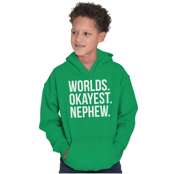 Worlds Okayest Nephew Aunt Uncle Joke Kids Hoodie Sweatshirt Boys Teen Brisco Brands L