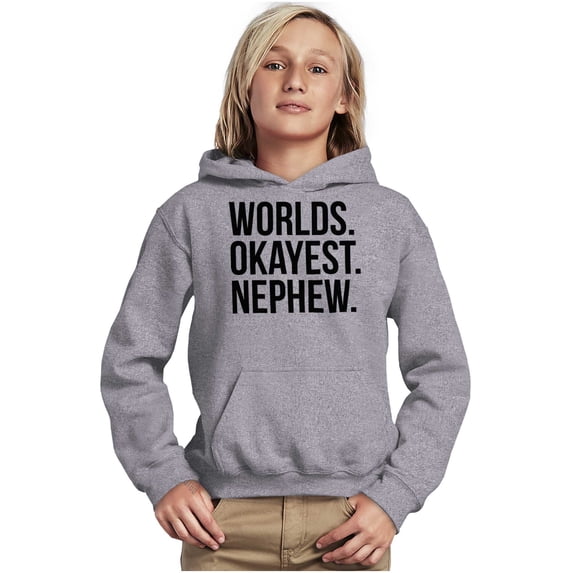 Worlds Okayest Nephew Aunt Uncle Joke Kids Hoodie Sweatshirt Boys Teen Brisco Brands M