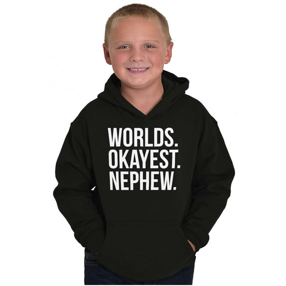 Worlds Okayest Nephew Aunt Uncle Joke Kids Hoodie Sweatshirt Boys Teen Brisco Brands S
