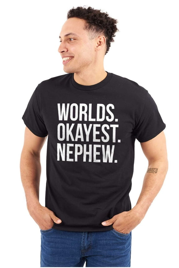 Worlds Okayest Nephew Aunt Uncle Joke Men's Graphic T Shirt Tees Brisco Brands L