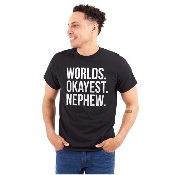 Worlds Okayest Nephew Aunt Uncle Joke Men's Graphic T Shirt Tees Brisco Brands S