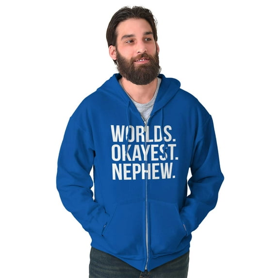 Worlds Okayest Nephew Aunt Uncle Joke Zip Hoodie Sweatshirt Men Brisco Brands X