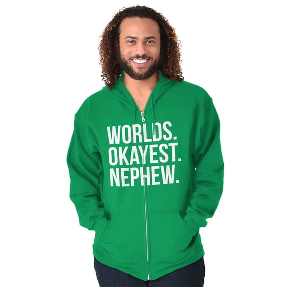 Worlds Okayest Nephew Aunt Uncle Joke Zip Hoodie Sweatshirt Men Brisco Brands X