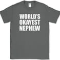 thumbnail image 1 of Worlds Okayest Nephew T-Shirt Funny Family Humor Gift Novelty Text Tee - Charcoal, 2XL, 1 of 1