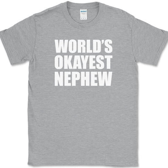 Worlds Okayest Nephew T-Shirt Funny Family Humor Gift Novelty Text Tee - Heather Grey, 5XL
