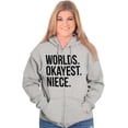 thumbnail image 1 of Worlds Okayest Niece Family Love Zip Hoodie Sweatshirt Women Brisco Brands L, 1 of 5