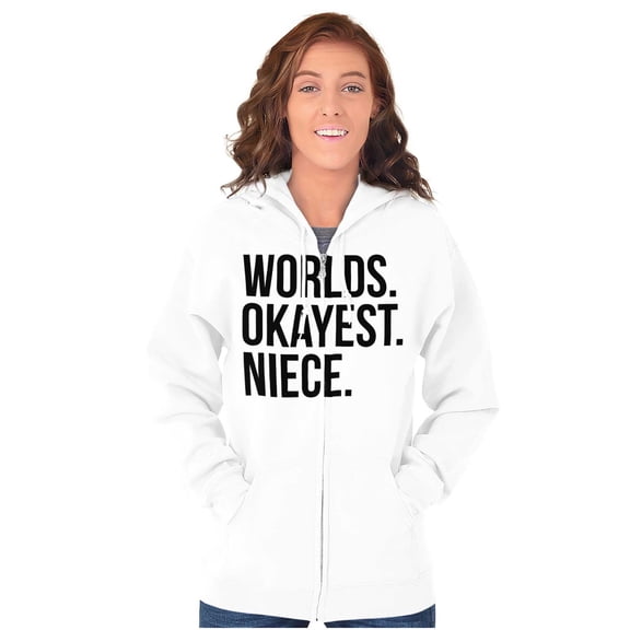 Worlds Okayest Niece Family Love Zip Hoodie Sweatshirt Women Brisco Brands L