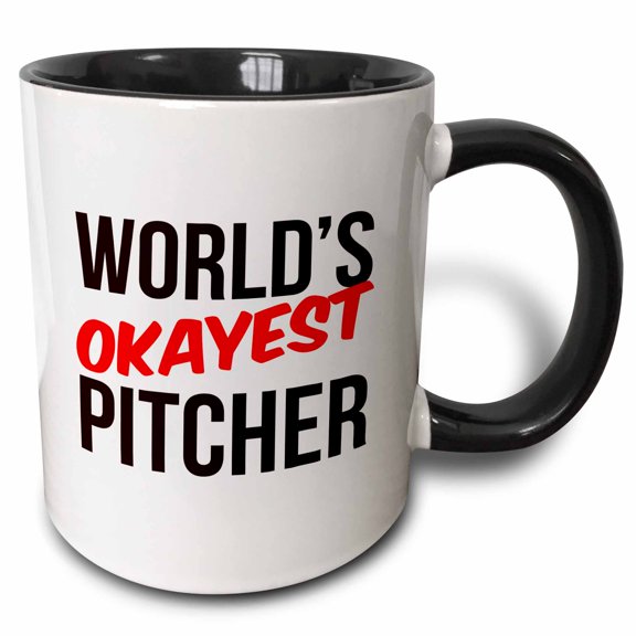 3drose, Worlds Okayest Pitcher, 15oz Two-tone Black Mug