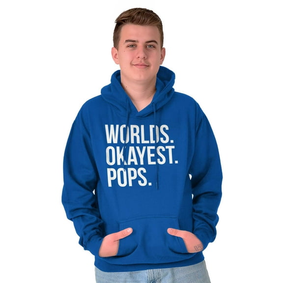 Worlds Okayest Pops Grandfather Hoodie Hooded Sweatshirt Men Brisco Brands L