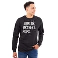 thumbnail image 1 of Worlds Okayest Pops Grandfather Men's Big & Tall Long Sleeve Graphic Tee Brisco Brands 2X, 1 of 5