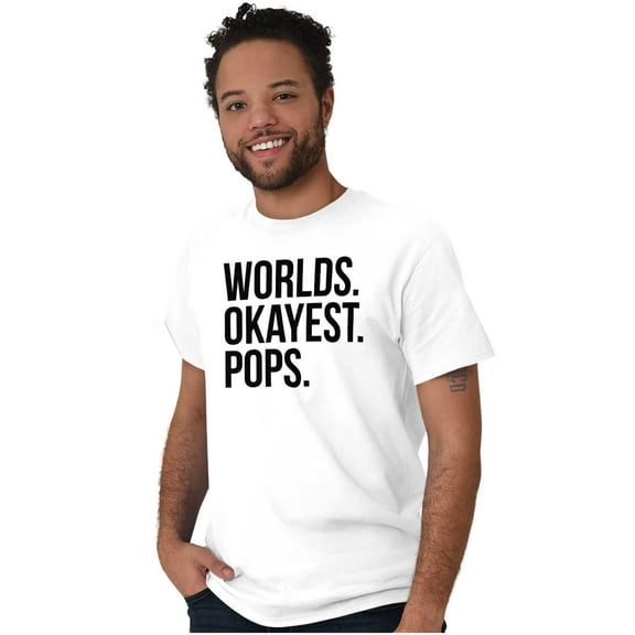 Worlds Okayest Pops Grandfather Men's Graphic T Shirt Tees Brisco Brands L