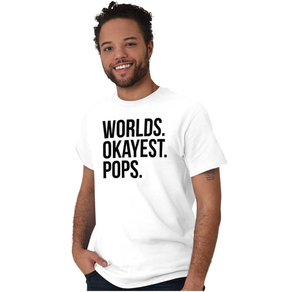 Worlds Okayest Pops Grandfather Men's Graphic T Shirt Tees Brisco Brands X