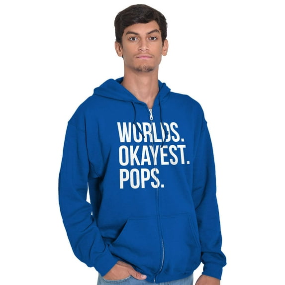 Worlds Okayest Pops Grandfather Zip Hoodie Sweatshirt Men Brisco Brands L