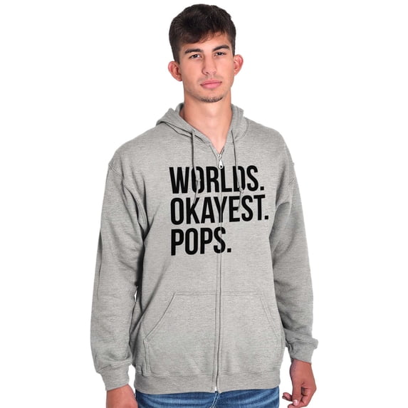 Worlds Okayest Pops Grandfather Zip Hoodie Sweatshirt Men Brisco Brands L