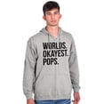thumbnail image 1 of Worlds Okayest Pops Grandfather Zip Hoodie Sweatshirt Men Brisco Brands M, 1 of 6