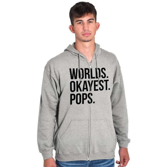 Worlds Okayest Pops Grandfather Zip Hoodie Sweatshirt Men Brisco Brands X