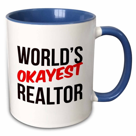 3drose, Worlds Okayest Realtor, 15oz Two-tone Blue Mug