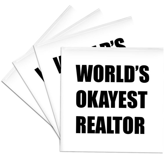 3drose, Worlds Okayest Realtor, Set of 4 Ceramic Tile Coasters