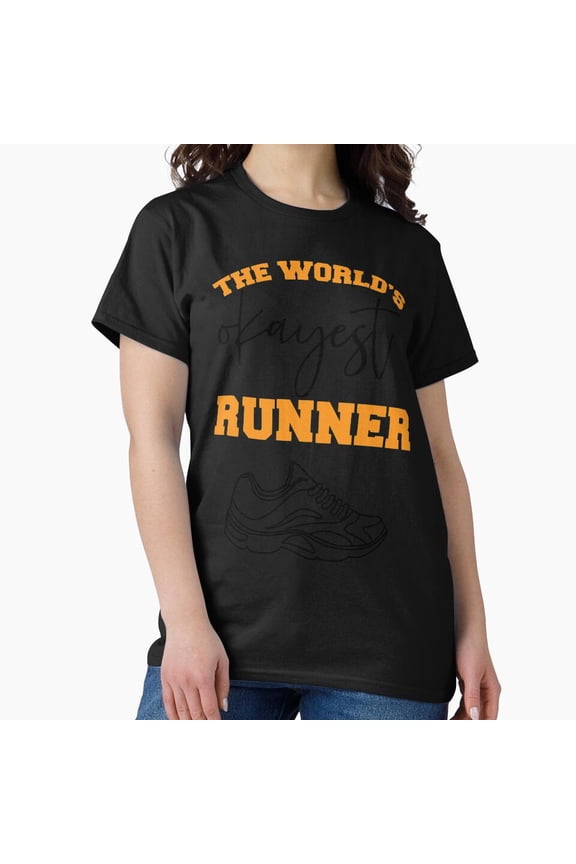 Worlds Okayest Runner Funny Running Joke Humor Apparel Gift Present Unisex T-Shirt, up to Size 5XL