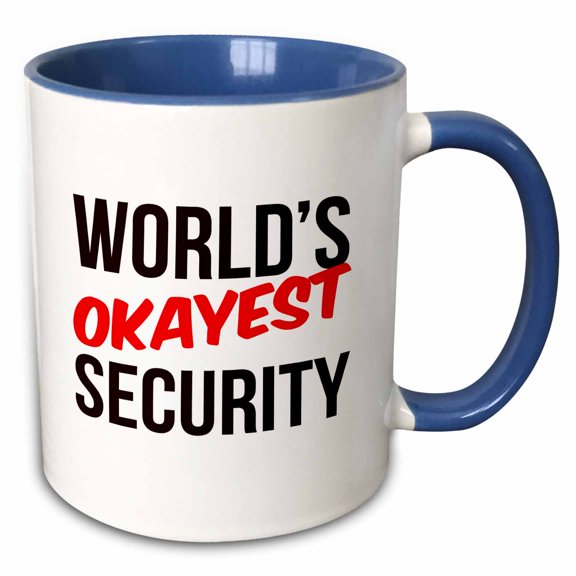 3drose, Worlds Okayest Security, 15oz Two-tone Blue Mug