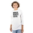 thumbnail image 1 of Worlds Okayest Sister Siblings Little Women's Long Sleeve T Shirt Brisco Brands M, 1 of 5