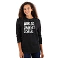 thumbnail image 1 of Worlds Okayest Sister Siblings Little Women's Long Sleeve T Shirt Brisco Brands S, 1 of 5