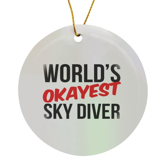 3drose, Worlds Okayest Sky Diver, Circle Porcelain Ornament