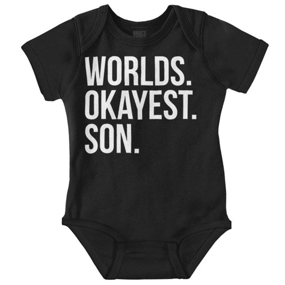 Worlds Okayest Son Funny Children Bodysuit Jumper Boys Infant Baby Brisco Brands NB