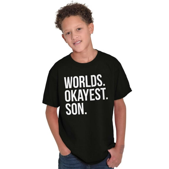 Worlds Okayest Son Funny Children Boys Kids T Shirt Tees Tops Teen Brisco Brands XS