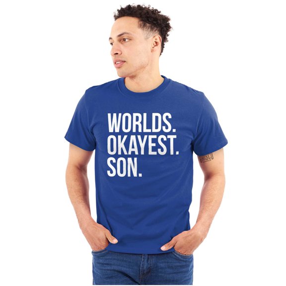 Worlds Okayest Son Funny Children Men's Big & Tall Crewneck Graphic Tee Brisco Brands 3X