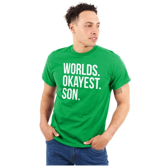 Worlds Okayest Son Funny Children Men's Big & Tall Crewneck Graphic Tee Brisco Brands 3X