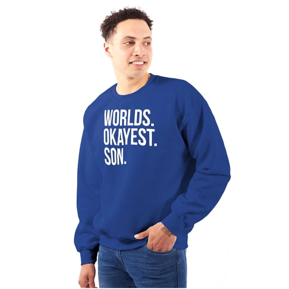 Worlds Okayest Son Funny Children Men's Crewneck Sweatshirt Brisco Brands X