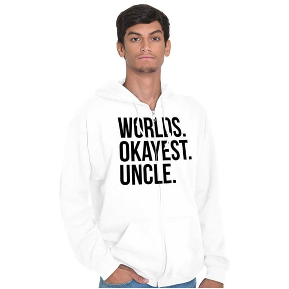 Worlds Okayest Uncle Niece Nephew Fun Men's Big & Tall Graphic Zip Up Hoodie Brisco Brands 2X