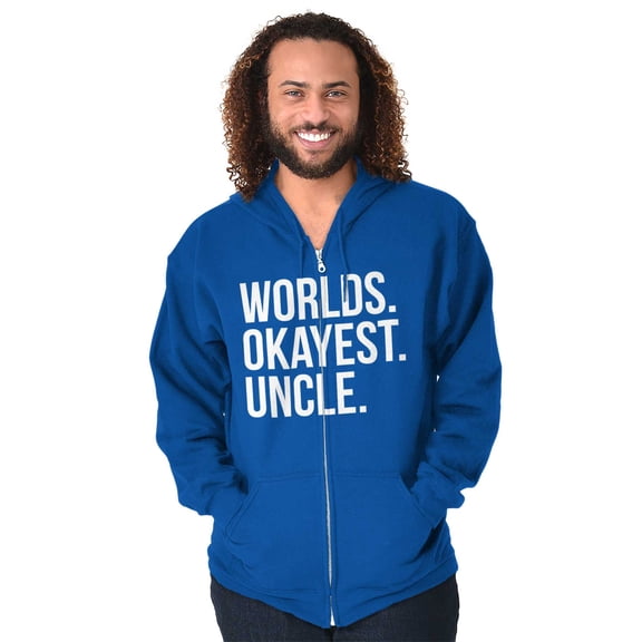 Worlds Okayest Uncle Niece Nephew Fun Men's Big & Tall Graphic Zip Up Hoodie Brisco Brands 5X