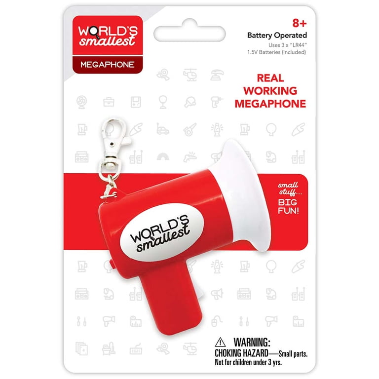 Knick Knack Toy Shack, World's Smallest B/O Megaphone, Red/White
