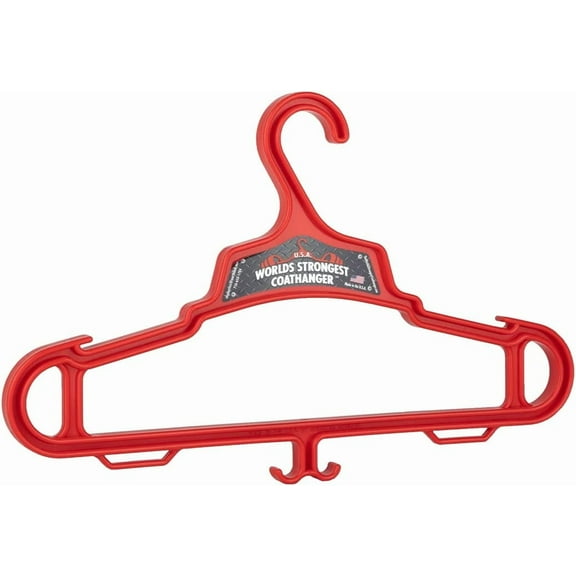 Worlds Strongest Coat Hanger | USA Made | 140 lb Load Capacity | Multipurpose Gear Hanger | RED (6)
